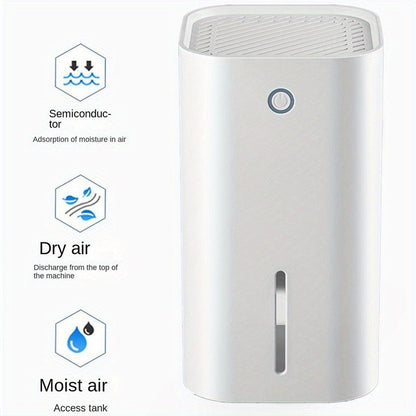 EU Plug 1pc Portable Dehumidifiers for Home, High Efficiency Quiet Dehumidification, Desktop Air Dryer, 850ml Water Tank, for home, Basement, Bathroom, Closet, RV, Bedroom, Kitchen, Dehumidifier For Closet, Dehumidifier For - Air pur