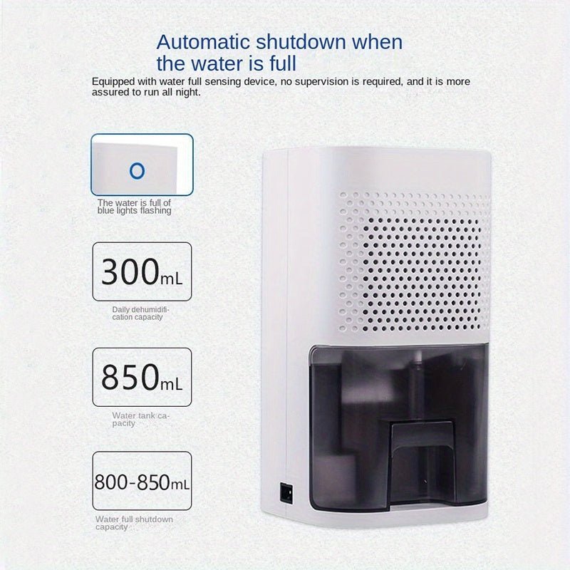 EU Plug 1pc Portable Dehumidifiers for Home, High Efficiency Quiet Dehumidification, Desktop Air Dryer, 850ml Water Tank, for home, Basement, Bathroom, Closet, RV, Bedroom, Kitchen, Dehumidifier For Closet, Dehumidifier For - Air pur