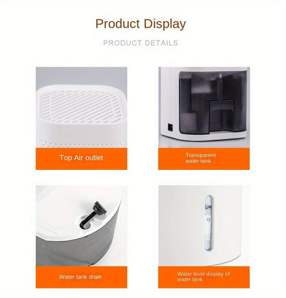EU Plug 1pc Portable Dehumidifiers for Home, High Efficiency Quiet Dehumidification, Desktop Air Dryer, 850ml Water Tank, for home, Basement, Bathroom, Closet, RV, Bedroom, Kitchen, Dehumidifier For Closet, Dehumidifier For - Air pur