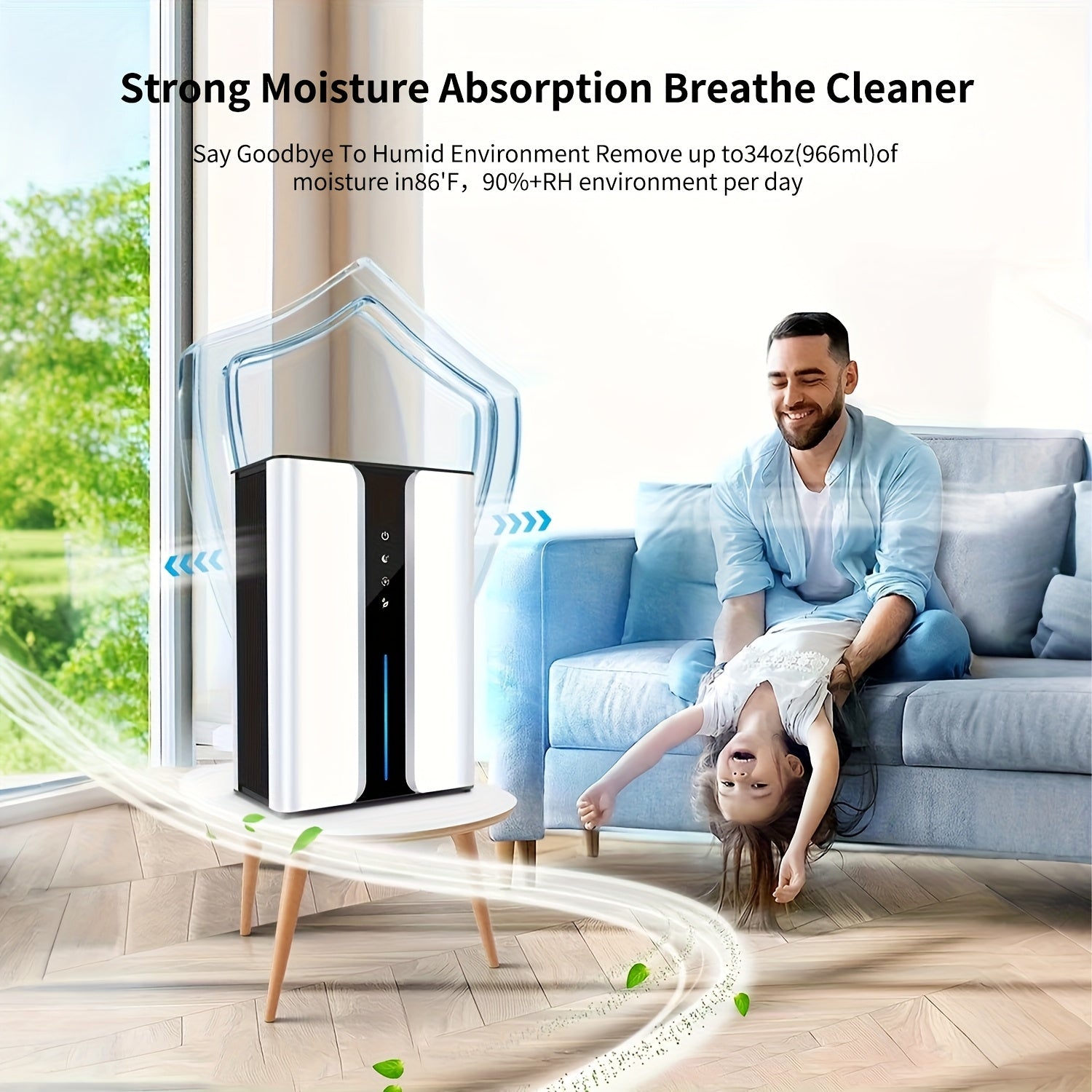95 ounce household dehumidifier, with significant noise reduction and quietness, equipped with drainage pipes, suitable for multiple scenarios such as bedrooms, living rooms, and basements, equipped with filters and reusable - Air pur