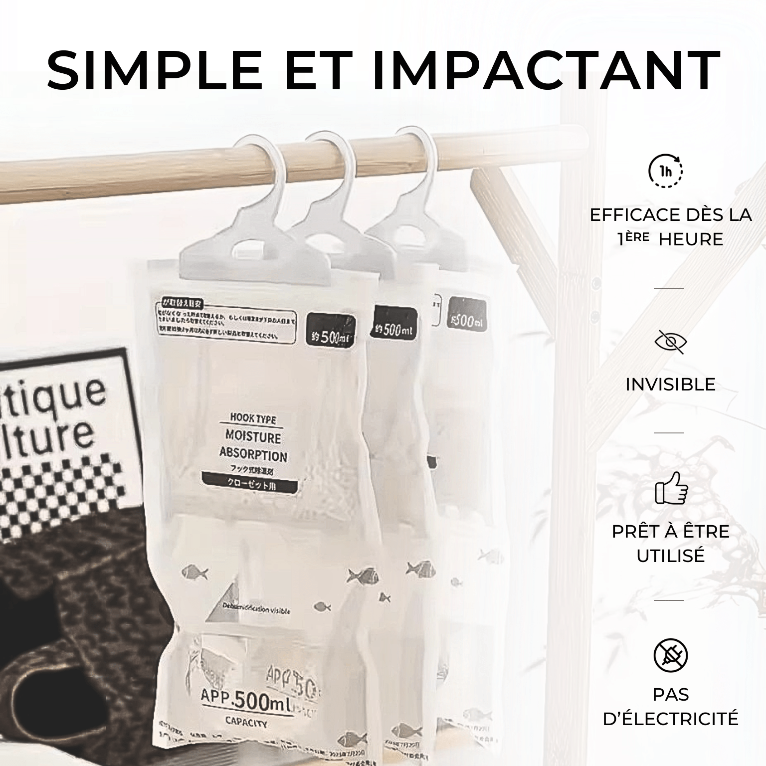Lot de 10 Sacs Déshumidificateurs d'Air – Armoire & Vêtements - Air pur