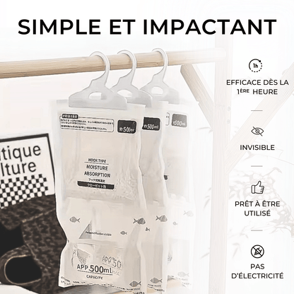 Lot de 10 Sacs Déshumidificateurs d'Air – Armoire & Vêtements - Air pur