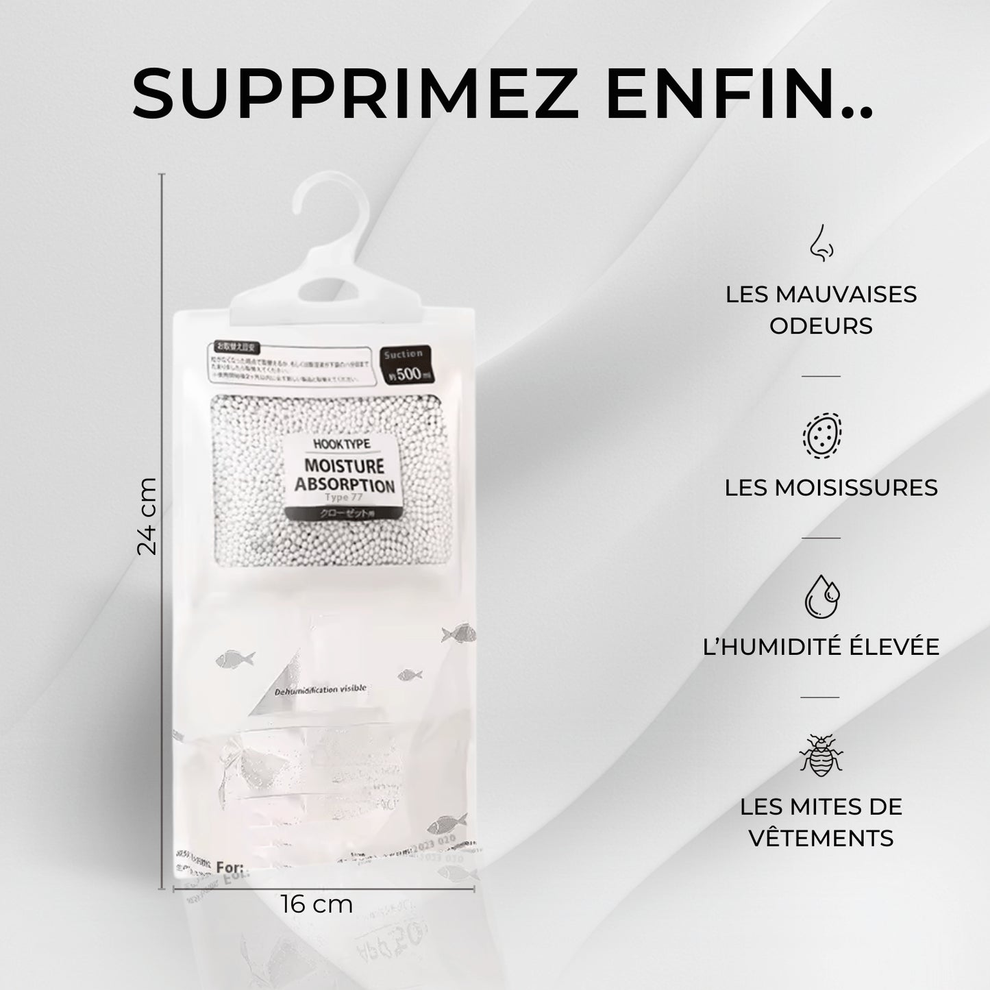 Lot de 10 Sacs Déshumidificateurs d'Air – Armoire & Vêtements - Air pur