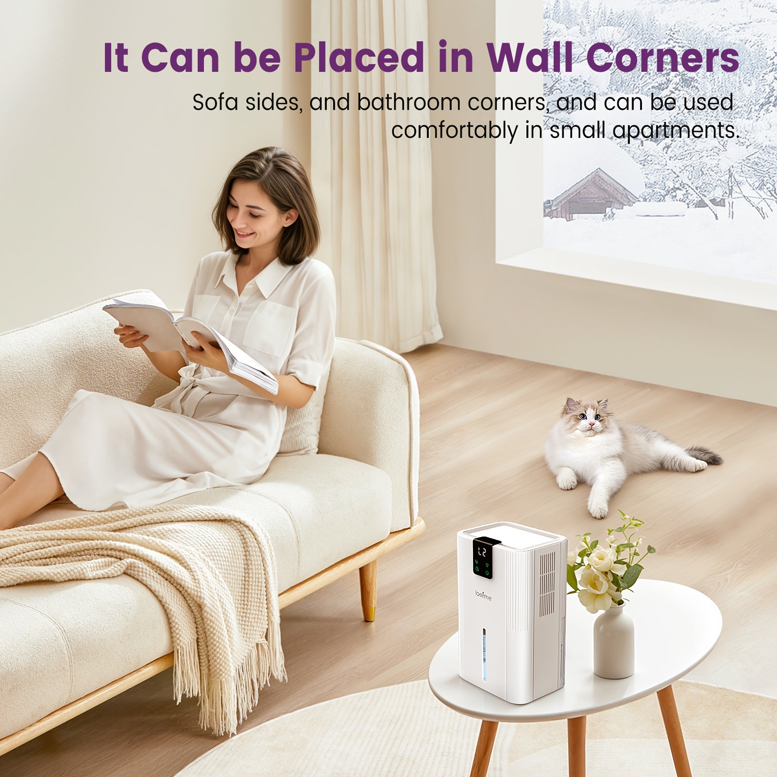 Loefme Electric Dehumidifier, 2800ml, Quiet Dehumidifier for Home, Small Dehumidifier with Function Defrosting & Sleep Mode, Timing function, for Bathrooms, Kitchens, Living Areas, Dehumidifiers for Basement, Dehumidifier for - Air pur