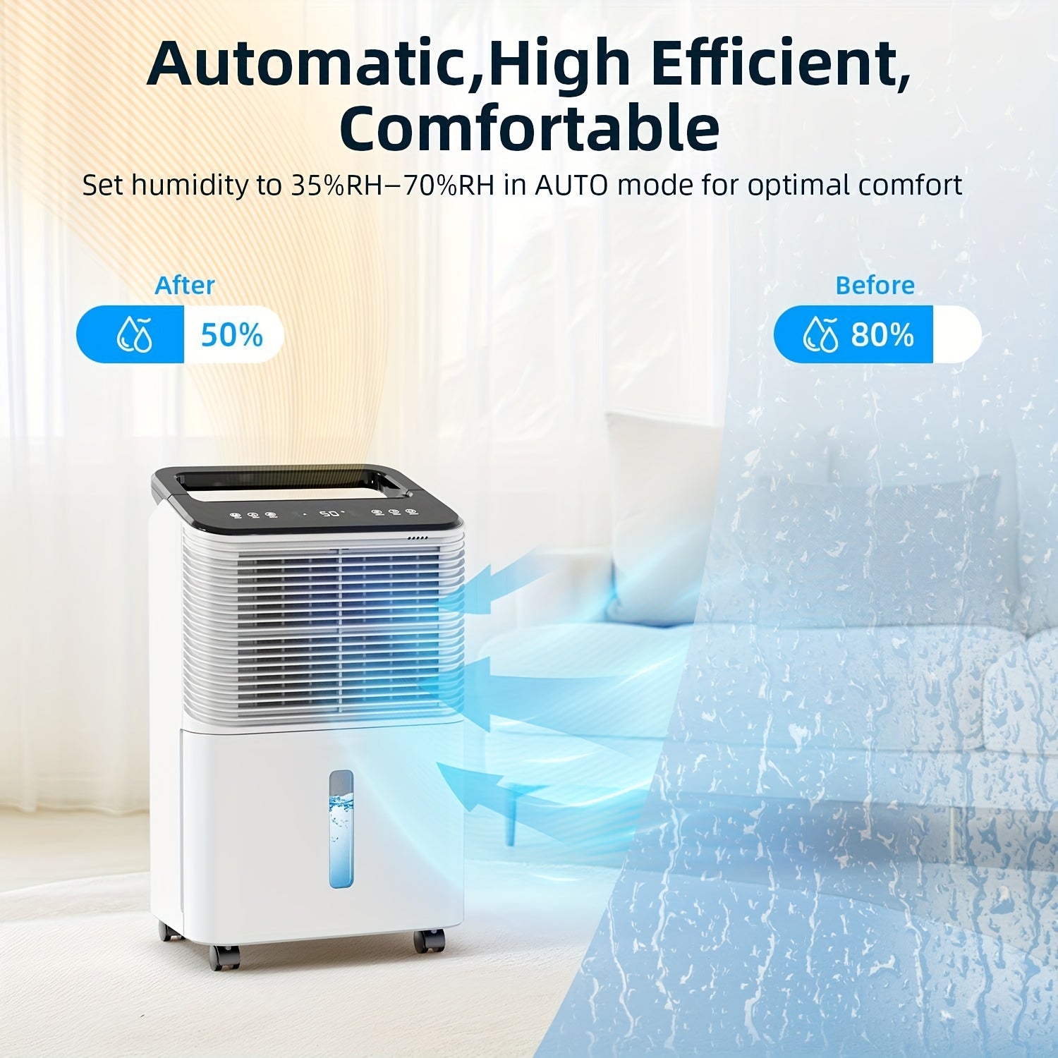 Holiday Ultra Quiet Dehumidifier, Intelligent Central Control, Automatic Mode, Moisture Display Light, 12.83KG, 24 - hour Timer, Basement, Living Room, Study, Daily Dehumidification Capacity Reaches 16 Liters, Reducing Moisture - Air pur