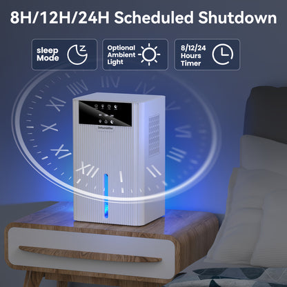 Portable Desktop Dehumidifier for Living Room & Bedroom - Large Capacity, Easy to Use & Clean, Compact Design with Digital Display, 220 - 240V, White, Dehumidifier for Home, Bedroom Humidity Control, Modern Aesthetic, Durable C - Air pur
