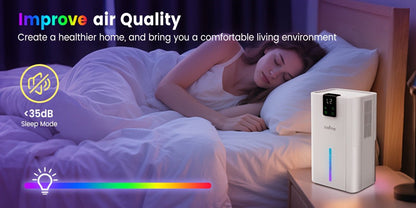 Loefme Electric Dehumidifier, 2800ml, Quiet Dehumidifier for Home, Small Dehumidifier with Function Defrosting & Sleep Mode, Timing function, for Bathrooms, Kitchens, Living Areas, Dehumidifiers for Basement, Dehumidifier for - Air pur