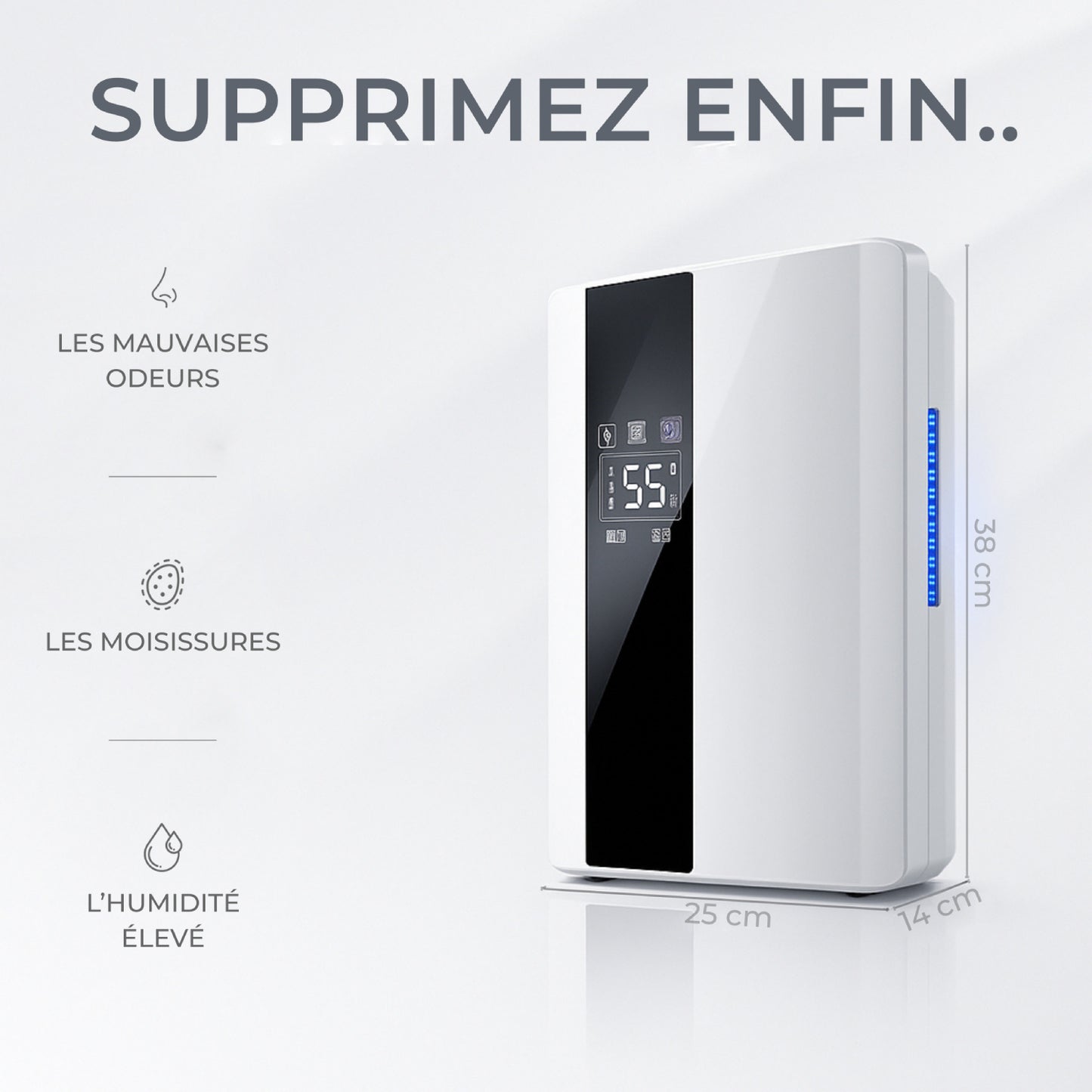 Déshumidificateur & Purificateur d'Air – Silencieux pour Maison, Chambre, Cuisine - Air pur
