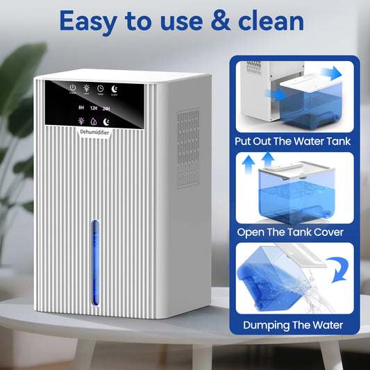 Portable Desktop Dehumidifier for Living Room & Bedroom - Large Capacity, Easy to Use & Clean, Compact Design with Digital Display, 220 - 240V, White, Dehumidifier for Home, Bedroom Humidity Control, Modern Aesthetic, Durable C - Air pur