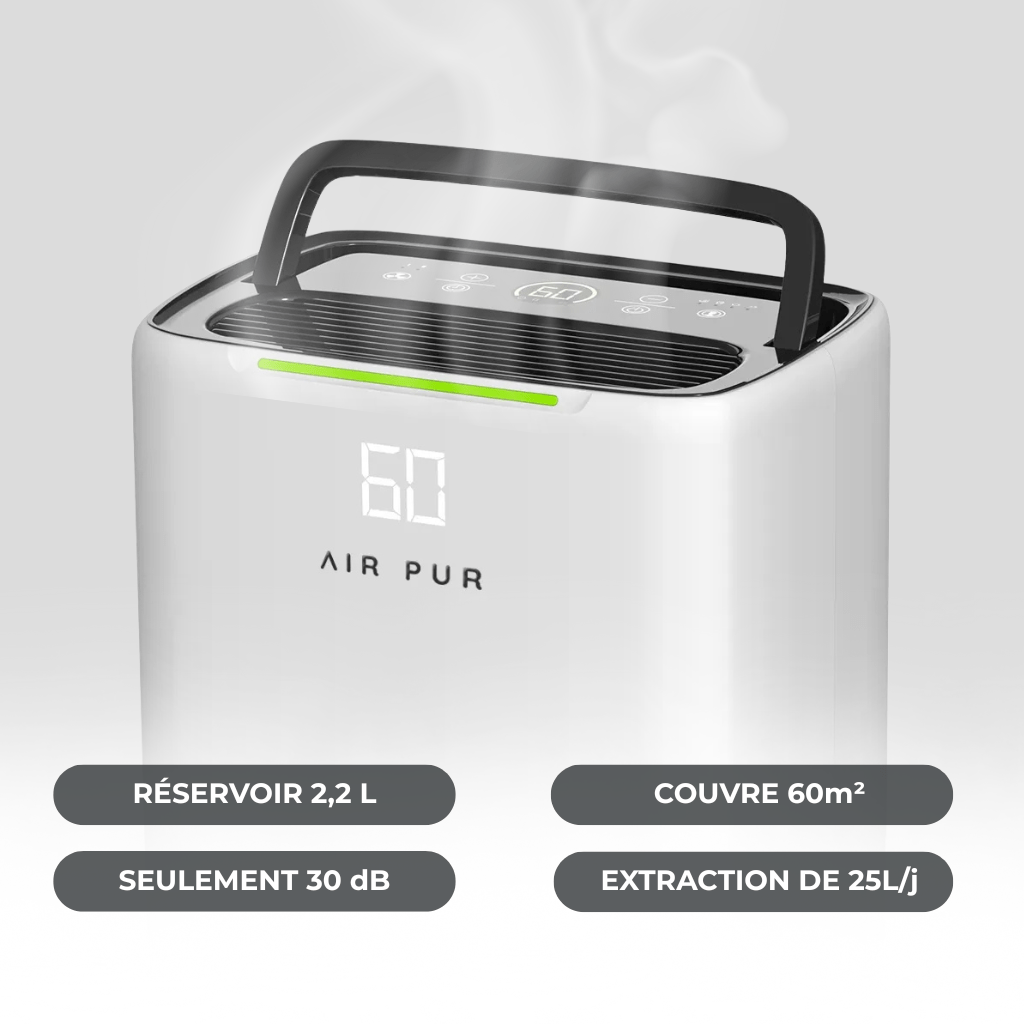 Déshumidificateur d'Air Silencieux et Électrique PRO - Chambre & Maison - Air pur