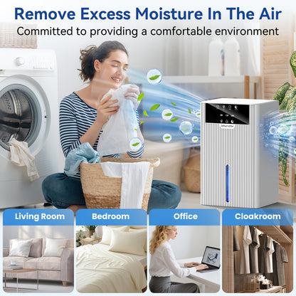 Portable Desktop Dehumidifier for Living Room & Bedroom - Large Capacity, Easy to Use & Clean, Compact Design with Digital Display, 220 - 240V, White, Dehumidifier for Home, Bedroom Humidity Control, Modern Aesthetic, Durable C - Air pur