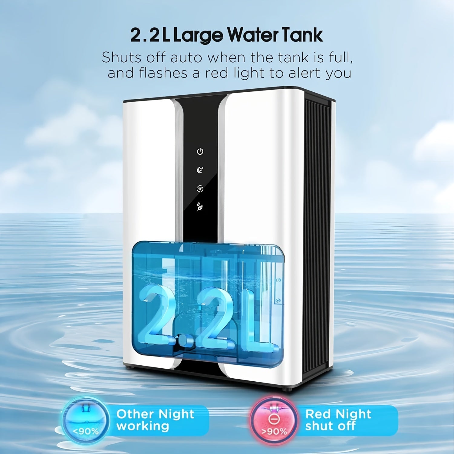 95 ounce household dehumidifier, with significant noise reduction and quietness, equipped with drainage pipes, suitable for multiple scenarios such as bedrooms, living rooms, and basements, equipped with filters and reusable - Air pur