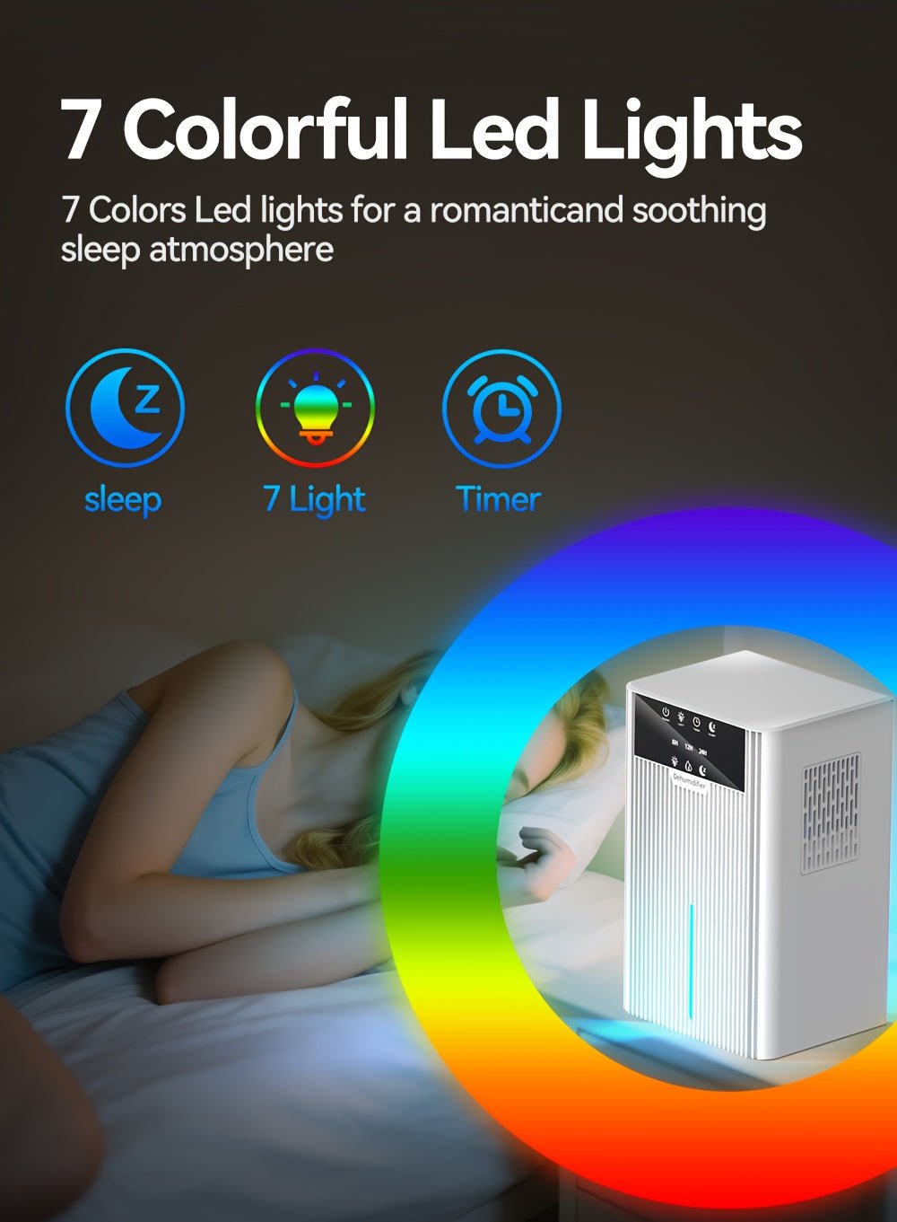 Portable Desktop Dehumidifier for Living Room & Bedroom - Large Capacity, Easy to Use & Clean, Compact Design with Digital Display, 220 - 240V, White, Dehumidifier for Home, Bedroom Humidity Control, Modern Aesthetic, Durable C - Air pur