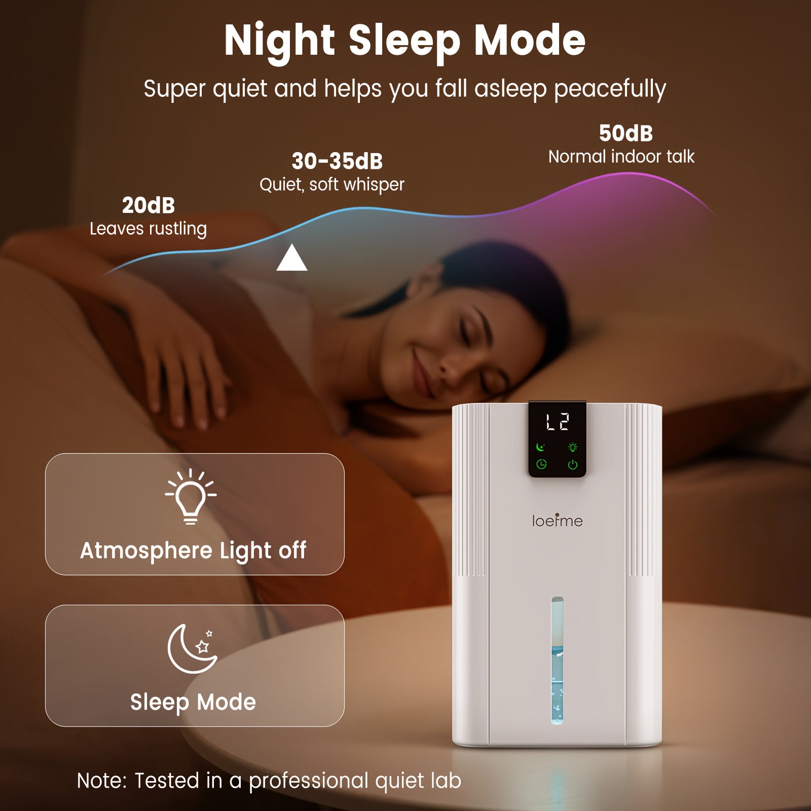 Loefme Electric Dehumidifier, 2800ml, Quiet Dehumidifier for Home, Small Dehumidifier with Function Defrosting & Sleep Mode, Timing function, for Bathrooms, Kitchens, Living Areas, Dehumidifiers for Basement, Dehumidifier for - Air pur