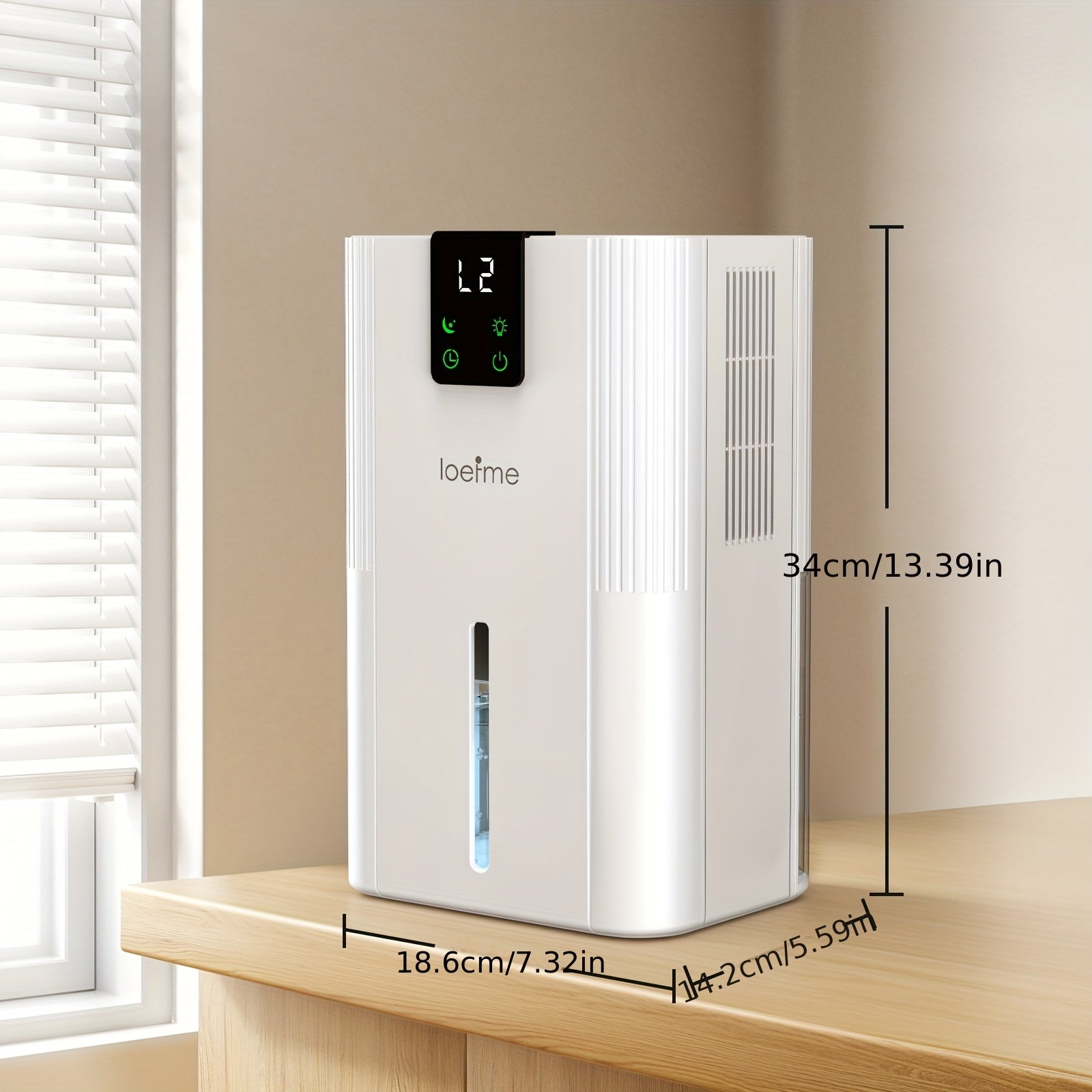 Loefme Electric Dehumidifier, 2800ml, Quiet Dehumidifier for Home, Small Dehumidifier with Function Defrosting & Sleep Mode, Timing function, for Bathrooms, Kitchens, Living Areas, Dehumidifiers for Basement, Dehumidifier for - Air pur