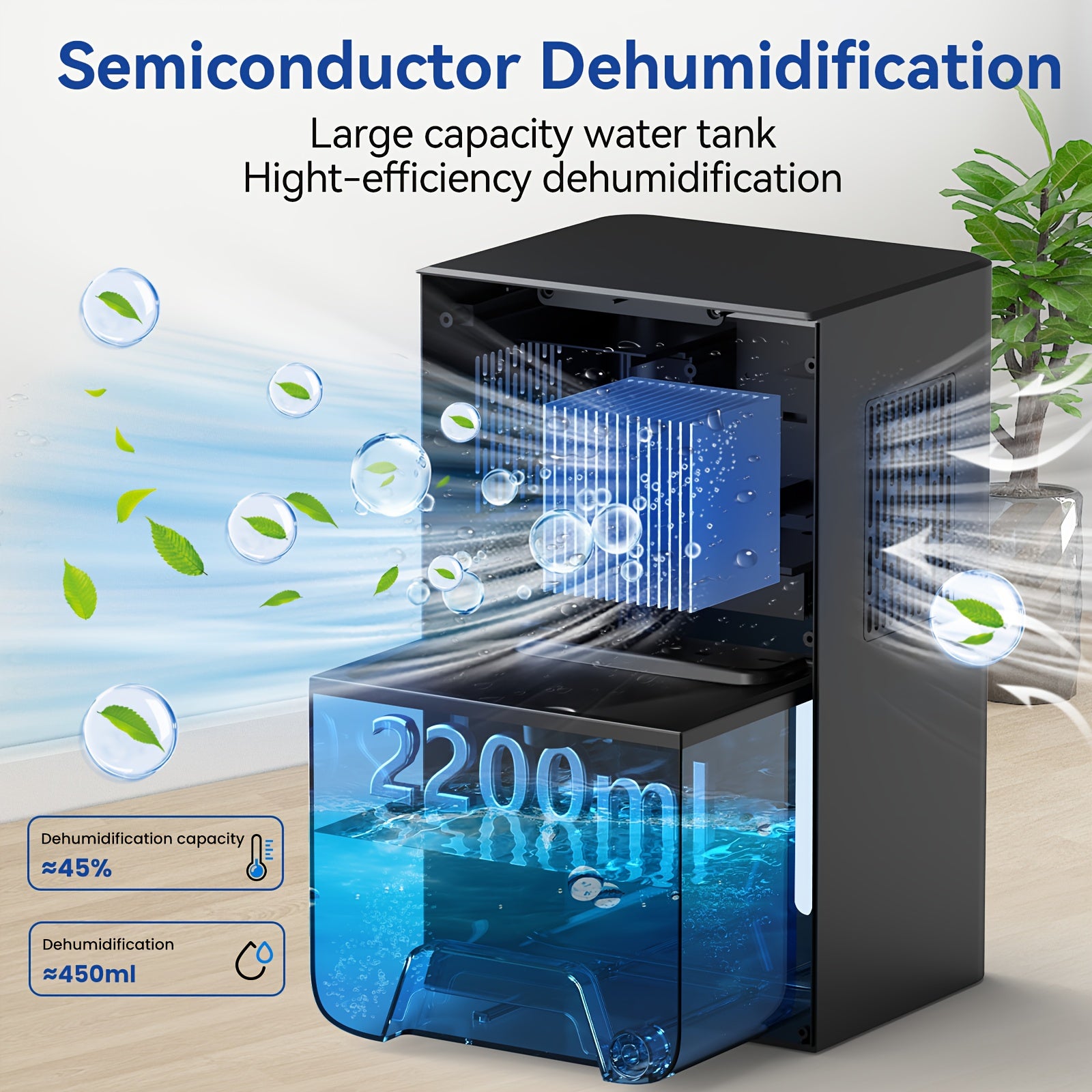 Portable Desktop Dehumidifier for Living Room & Bedroom - Large Capacity, Easy to Use & Clean, Compact Design with Digital Display, 220 - 240V, White, Dehumidifier for Home, Bedroom Humidity Control, Modern Aesthetic, Durable C - Air pur