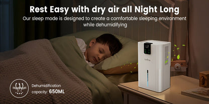 Loefme Electric Dehumidifier, 2800ml, Quiet Dehumidifier for Home, Small Dehumidifier with Function Defrosting & Sleep Mode, Timing function, for Bathrooms, Kitchens, Living Areas, Dehumidifiers for Basement, Dehumidifier for - Air pur